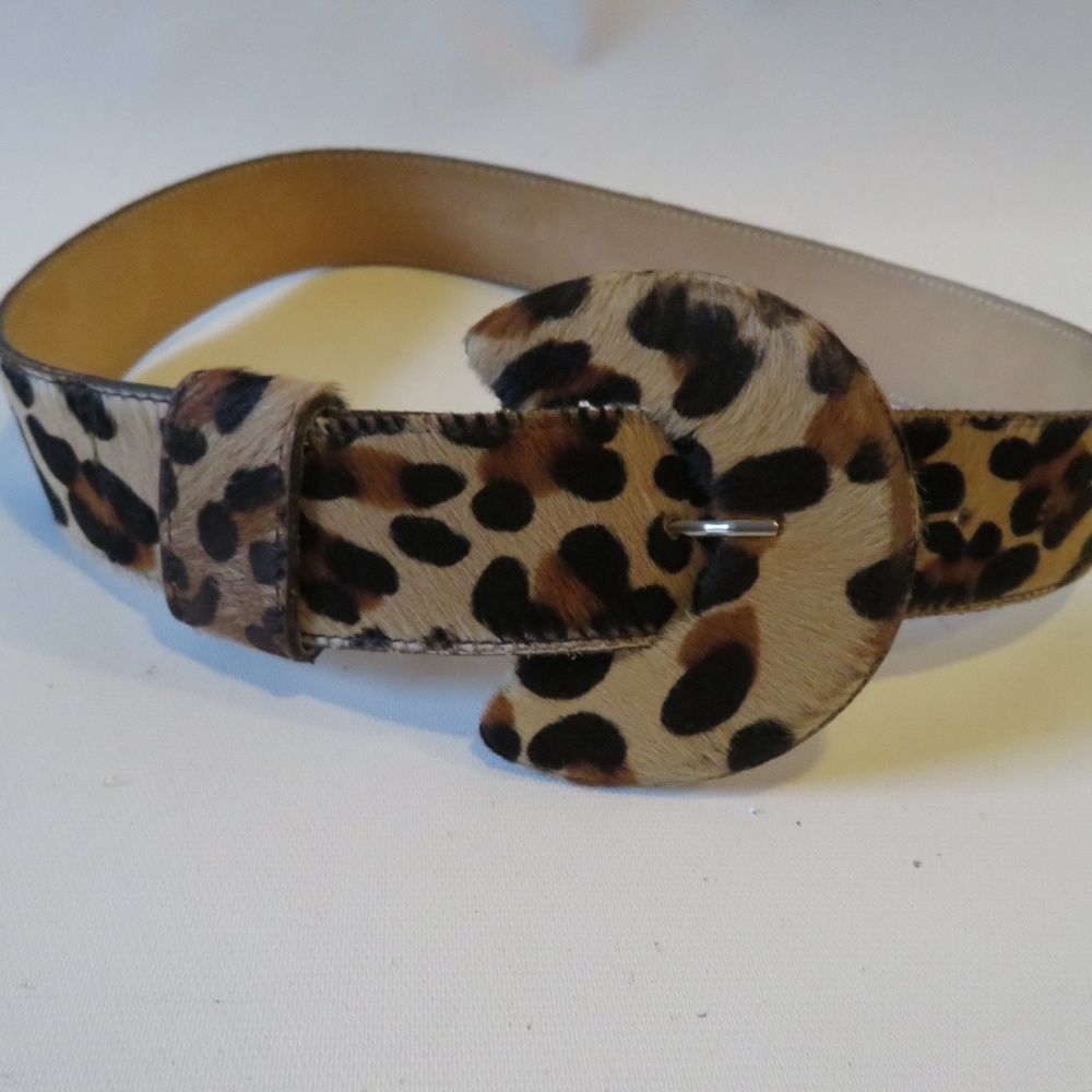 JENNY & THE BOYS LEOPARD PRINT PONY HAIR BELT M